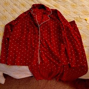 EUC BANANA REPUBLIC RED HEART PJS, SZ LARGE